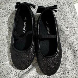 MAKE ANY OFFER!!! Carter's Sparkly Black Flats with Bow sz 9t